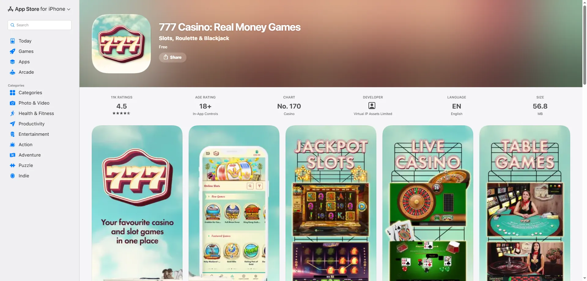 777 Casino game catalogue — 800 plus slots and exclusive 888 titles